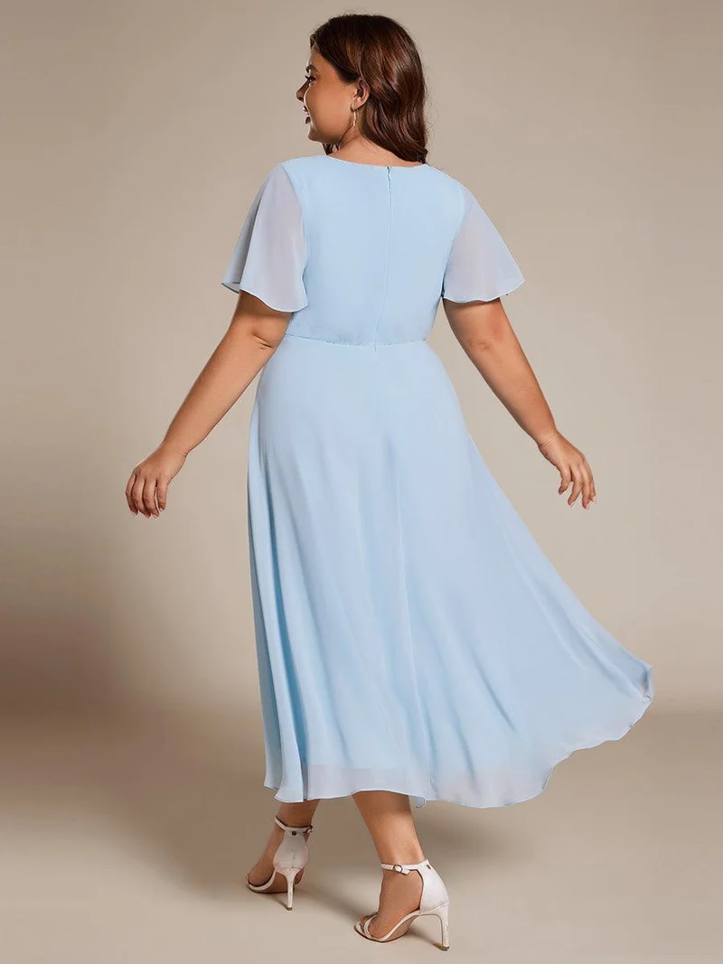 ever LARK | Robe de cocktail en mousseline à manches courtes