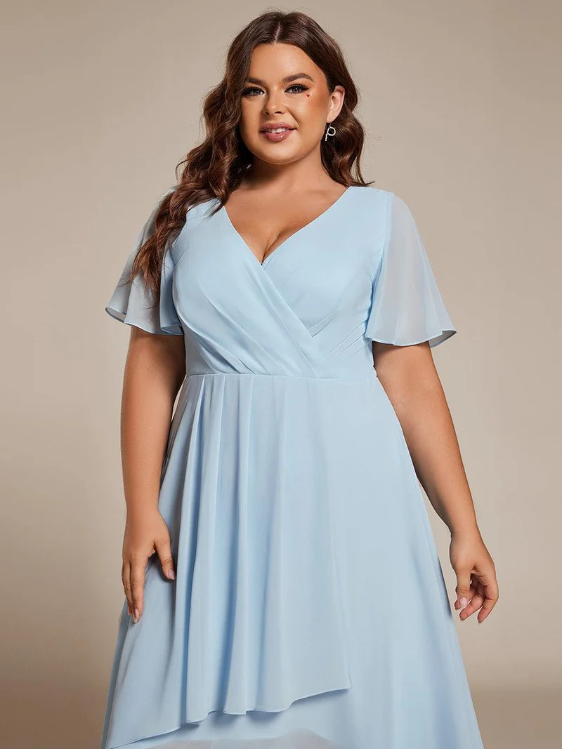 ever LARK | Robe de cocktail en mousseline à manches courtes