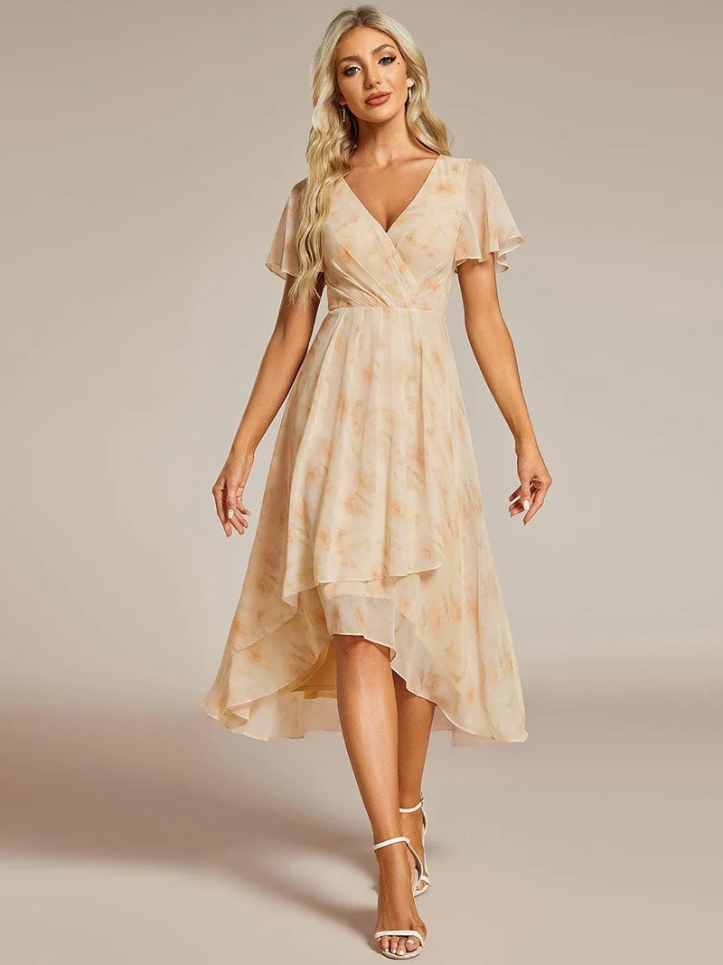 ever LARK | Robe de cocktail en mousseline à manches courtes
