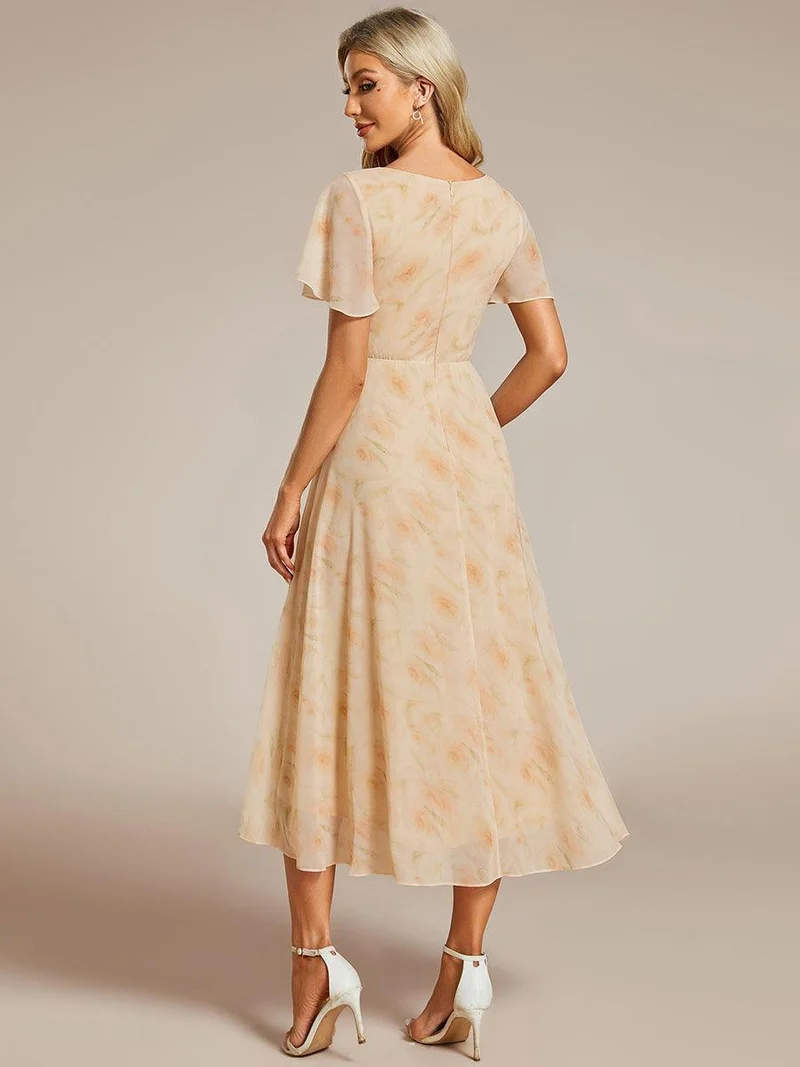 ever LARK | Robe de cocktail en mousseline à manches courtes