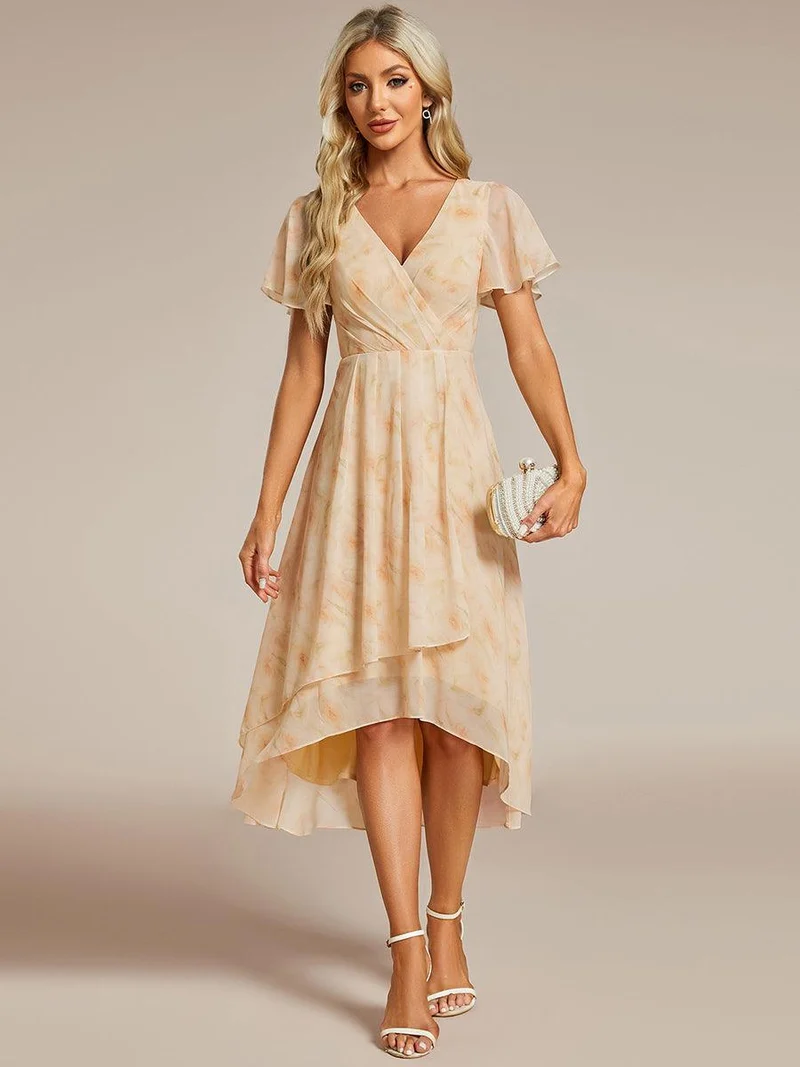 ever LARK | Robe de cocktail en mousseline à manches courtes