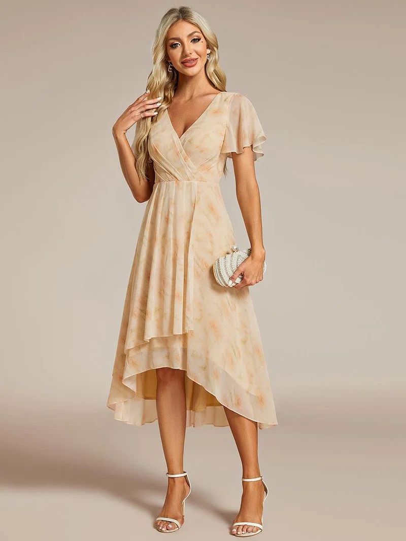 ever LARK | Robe de cocktail en mousseline à manches courtes
