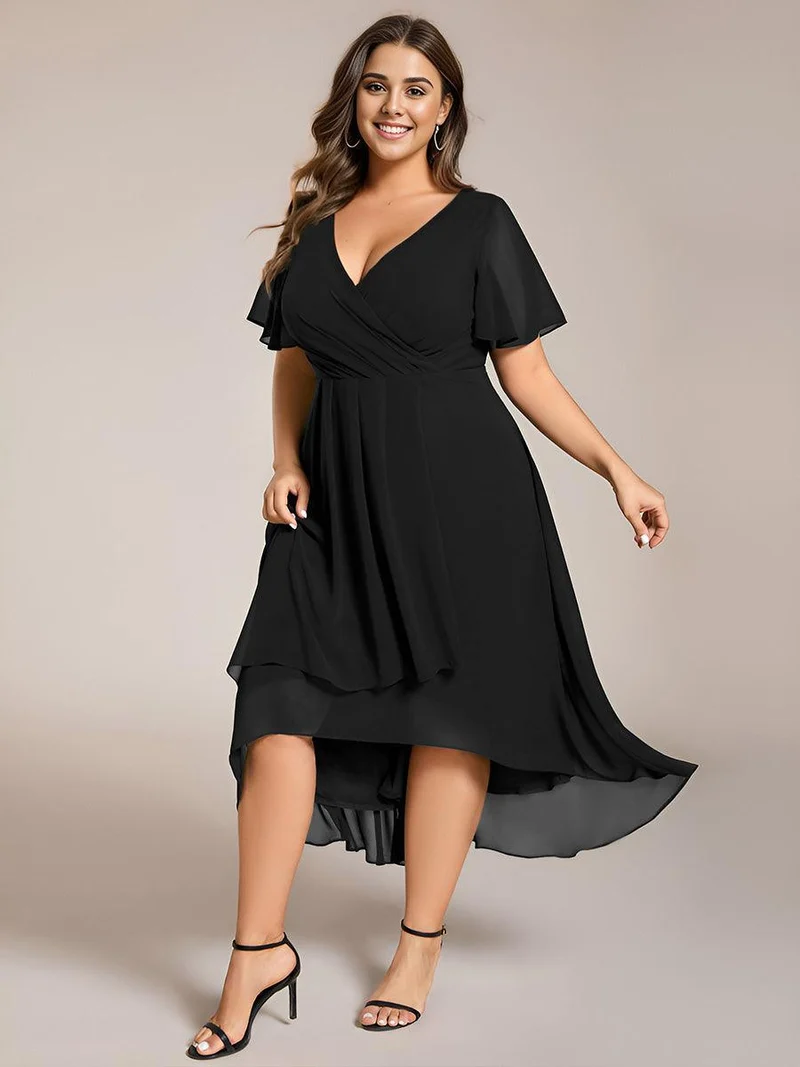 ever LARK | Robe de cocktail en mousseline à manches courtes