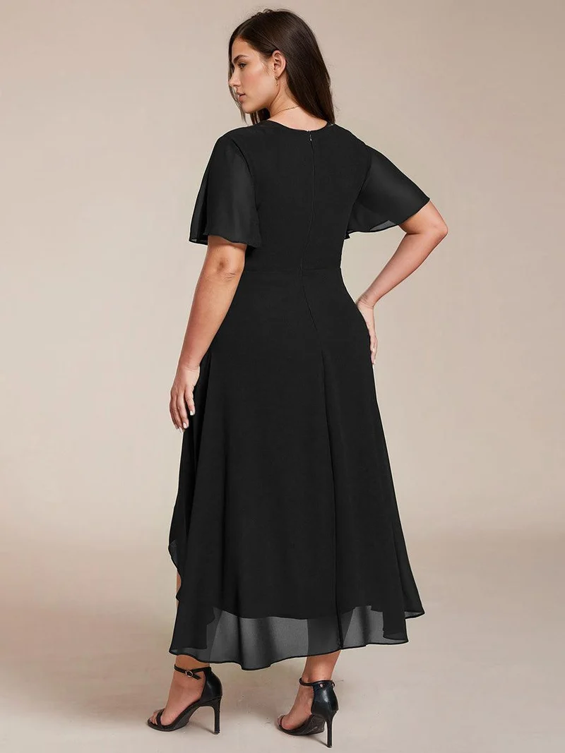 ever LARK | Robe de cocktail en mousseline à manches courtes