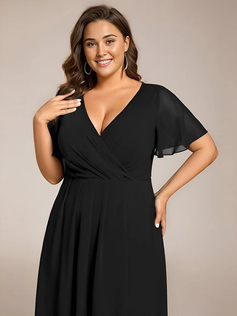 ever LARK | Robe de cocktail en mousseline à manches courtes
