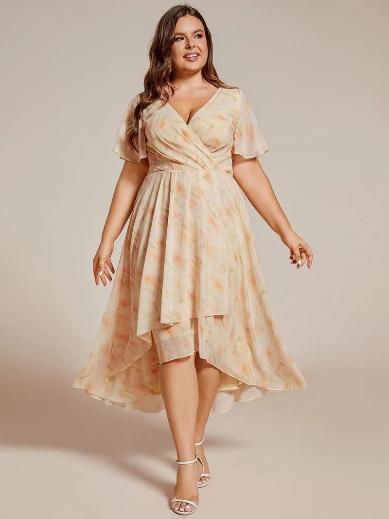 ever LARK | Robe de cocktail en mousseline à manches courtes