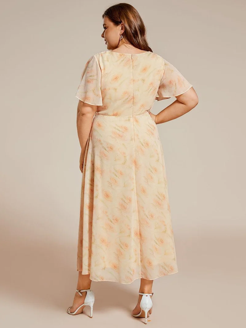 ever LARK | Robe de cocktail en mousseline à manches courtes