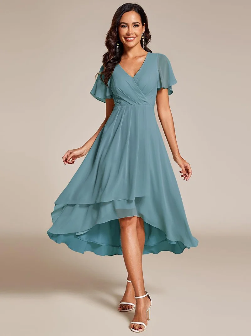 ever LARK | Robe de cocktail en mousseline à manches courtes