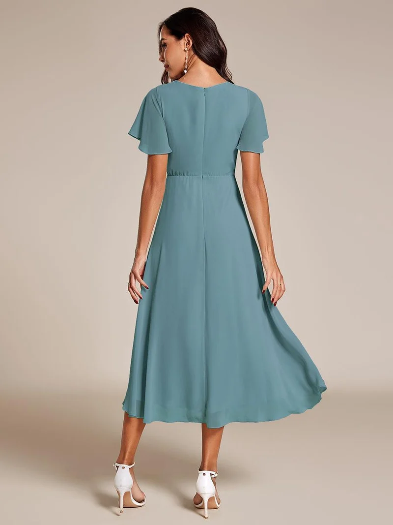 ever LARK | Robe de cocktail en mousseline à manches courtes