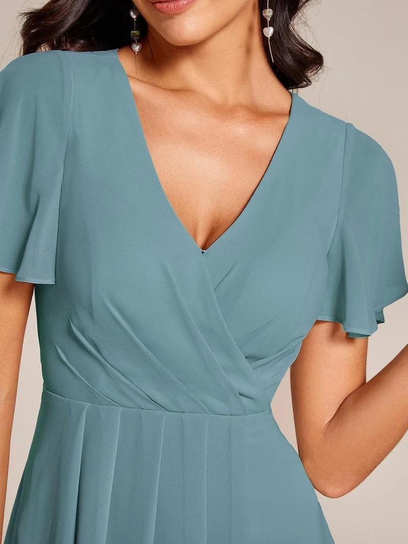 ever LARK | Robe de cocktail en mousseline à manches courtes