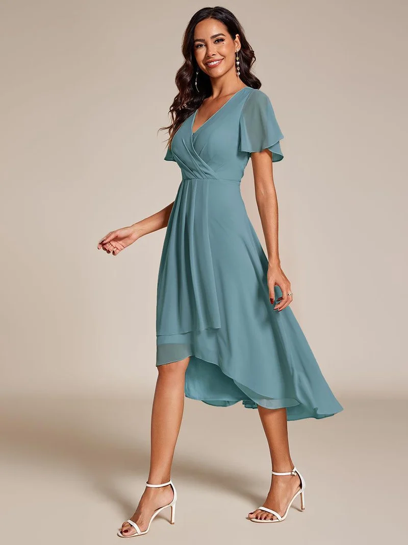 ever LARK | Robe de cocktail en mousseline à manches courtes