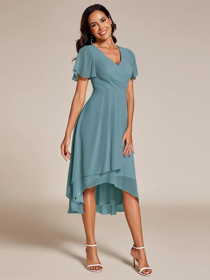ever LARK | Robe de cocktail en mousseline à manches courtes