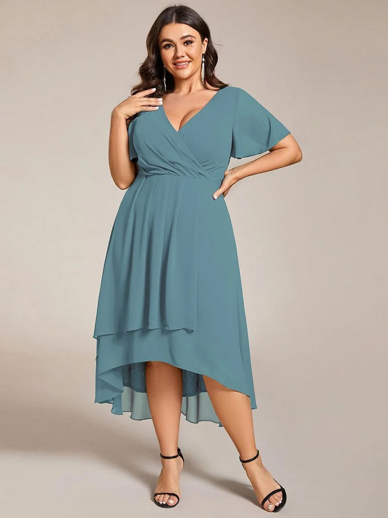 ever LARK | Robe de cocktail en mousseline à manches courtes