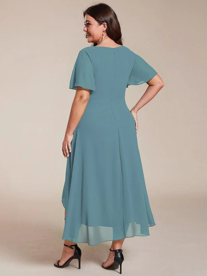 ever LARK | Robe de cocktail en mousseline à manches courtes