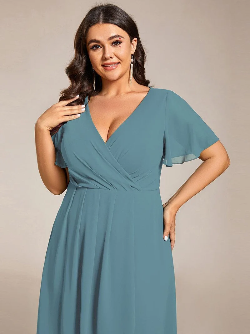 ever LARK | Robe de cocktail en mousseline à manches courtes
