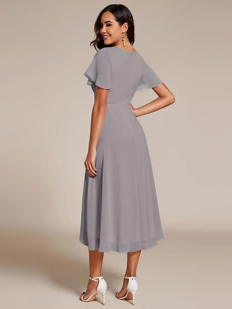 ever LARK | Robe de cocktail en mousseline à manches courtes