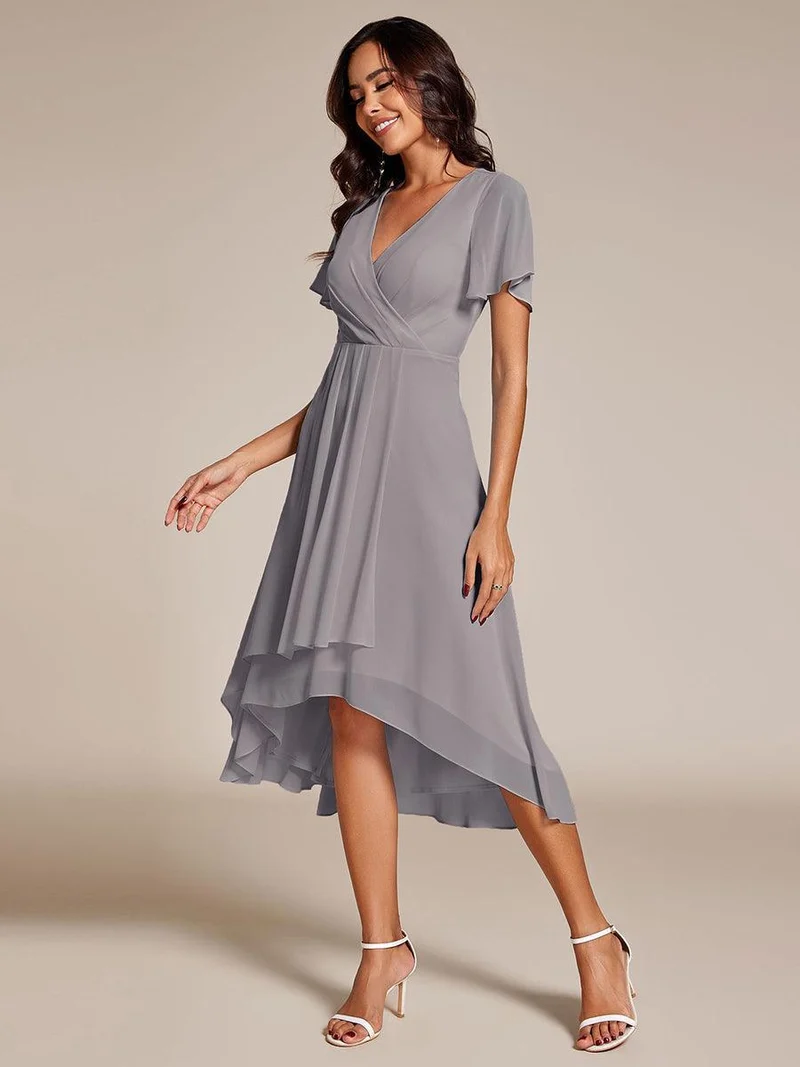 ever LARK | Robe de cocktail en mousseline à manches courtes