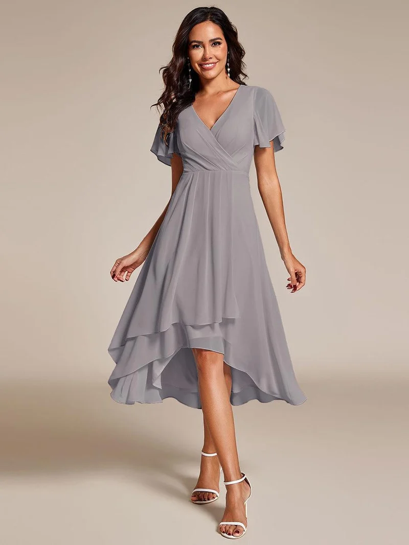 ever LARK | Robe de cocktail en mousseline à manches courtes