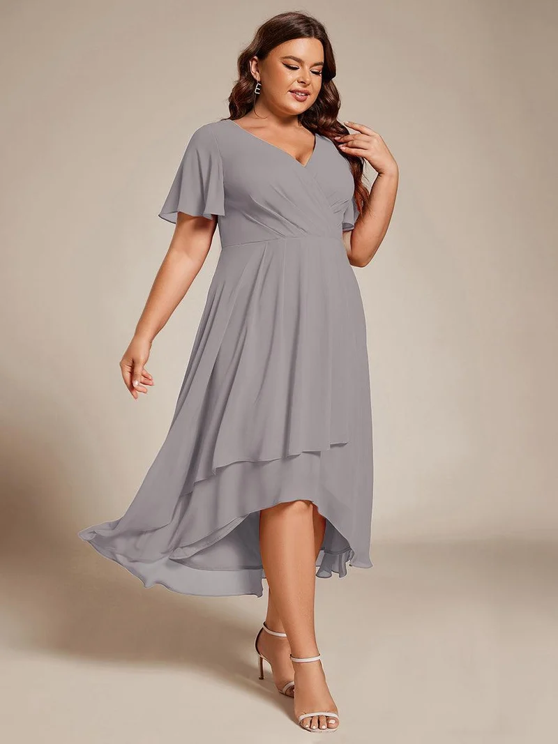 ever LARK | Robe de cocktail en mousseline à manches courtes