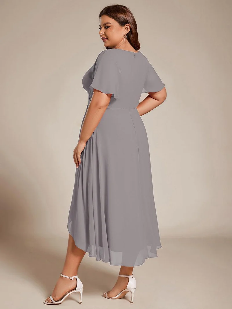 ever LARK | Robe de cocktail en mousseline à manches courtes