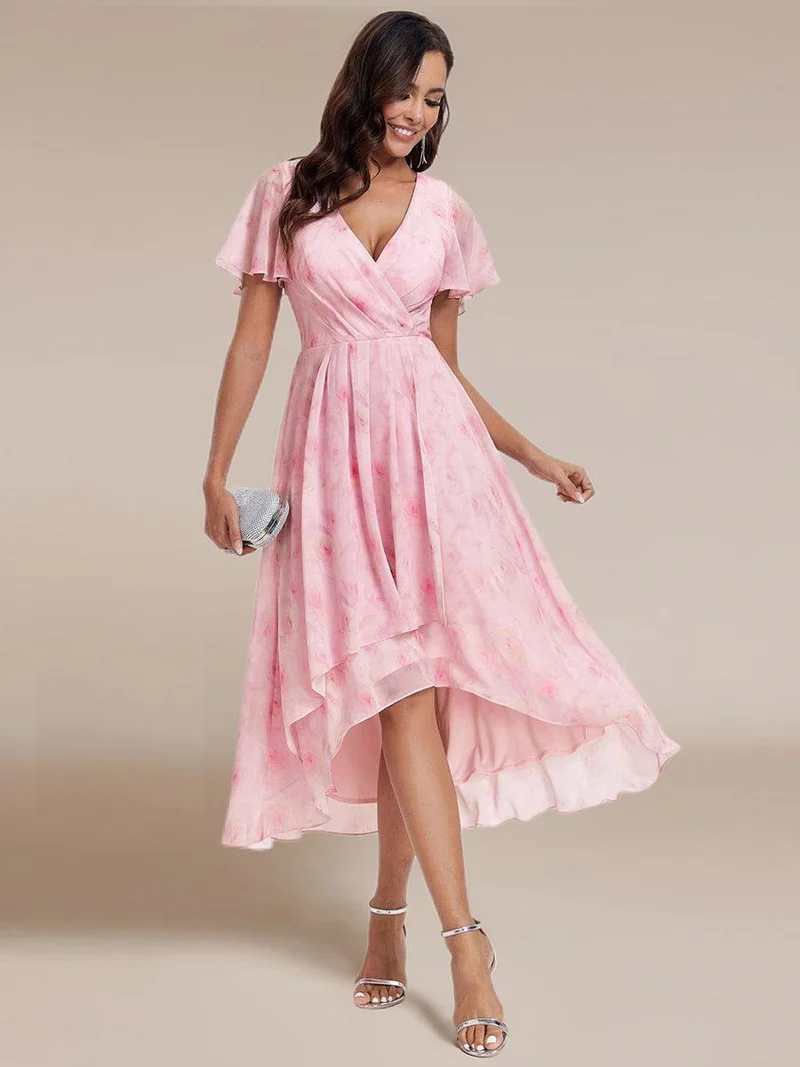 ever LARK | Robe de cocktail en mousseline à manches courtes