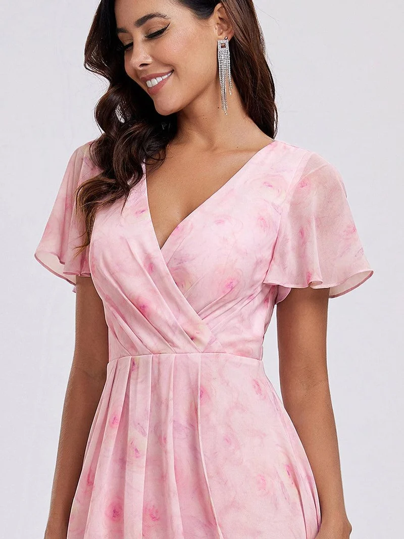 ever LARK | Robe de cocktail en mousseline à manches courtes