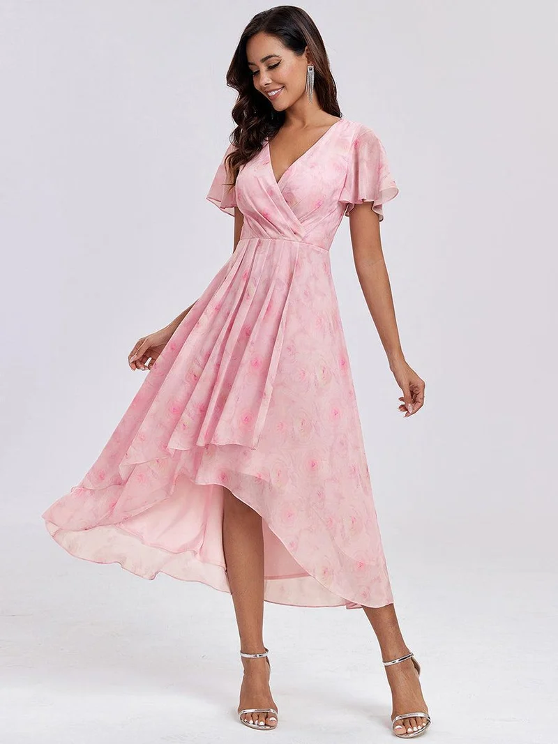 ever LARK | Robe de cocktail en mousseline à manches courtes