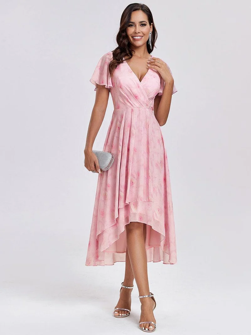 ever LARK | Robe de cocktail en mousseline à manches courtes