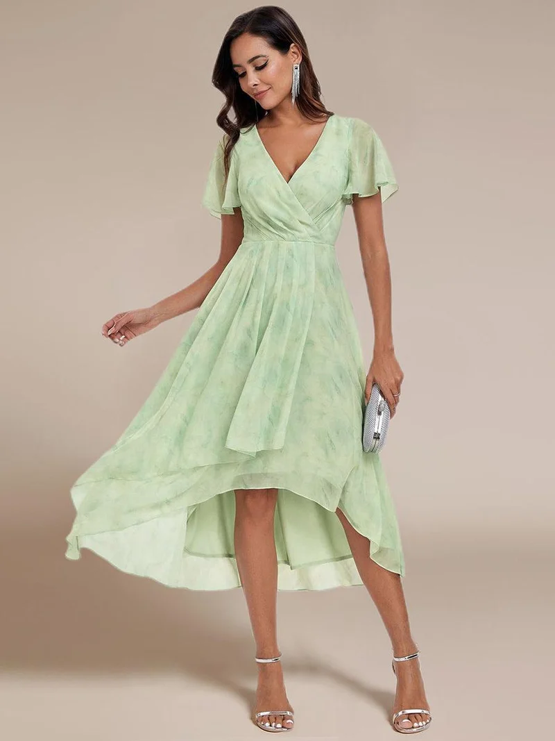 ever LARK | Robe de cocktail en mousseline à manches courtes