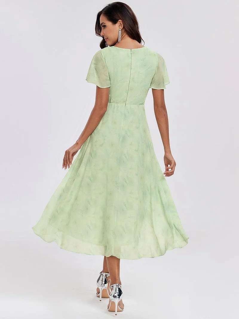 ever LARK | Robe de cocktail en mousseline à manches courtes