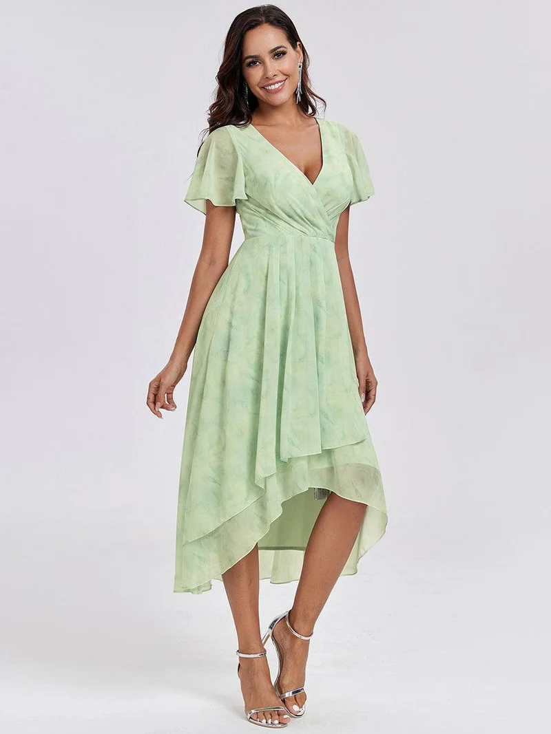 ever LARK | Robe de cocktail en mousseline à manches courtes