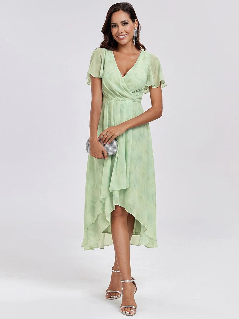 ever LARK | Robe de cocktail en mousseline à manches courtes