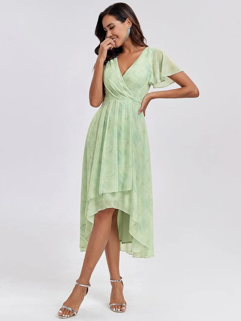 ever LARK | Robe de cocktail en mousseline à manches courtes