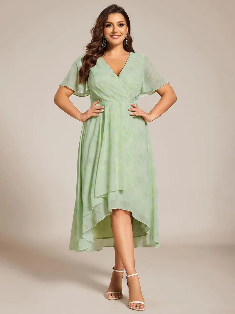 ever LARK | Robe de cocktail en mousseline à manches courtes