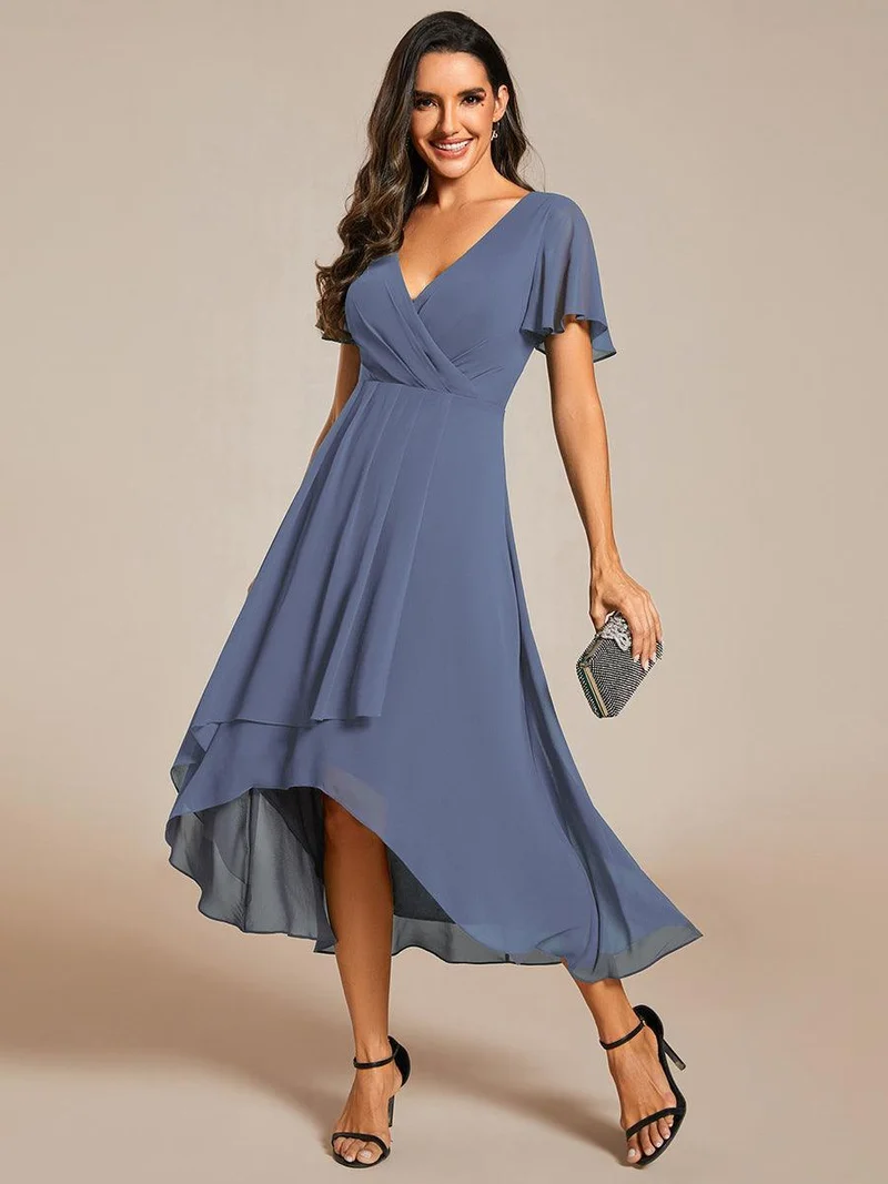 ever LARK | Robe de cocktail en mousseline à manches courtes