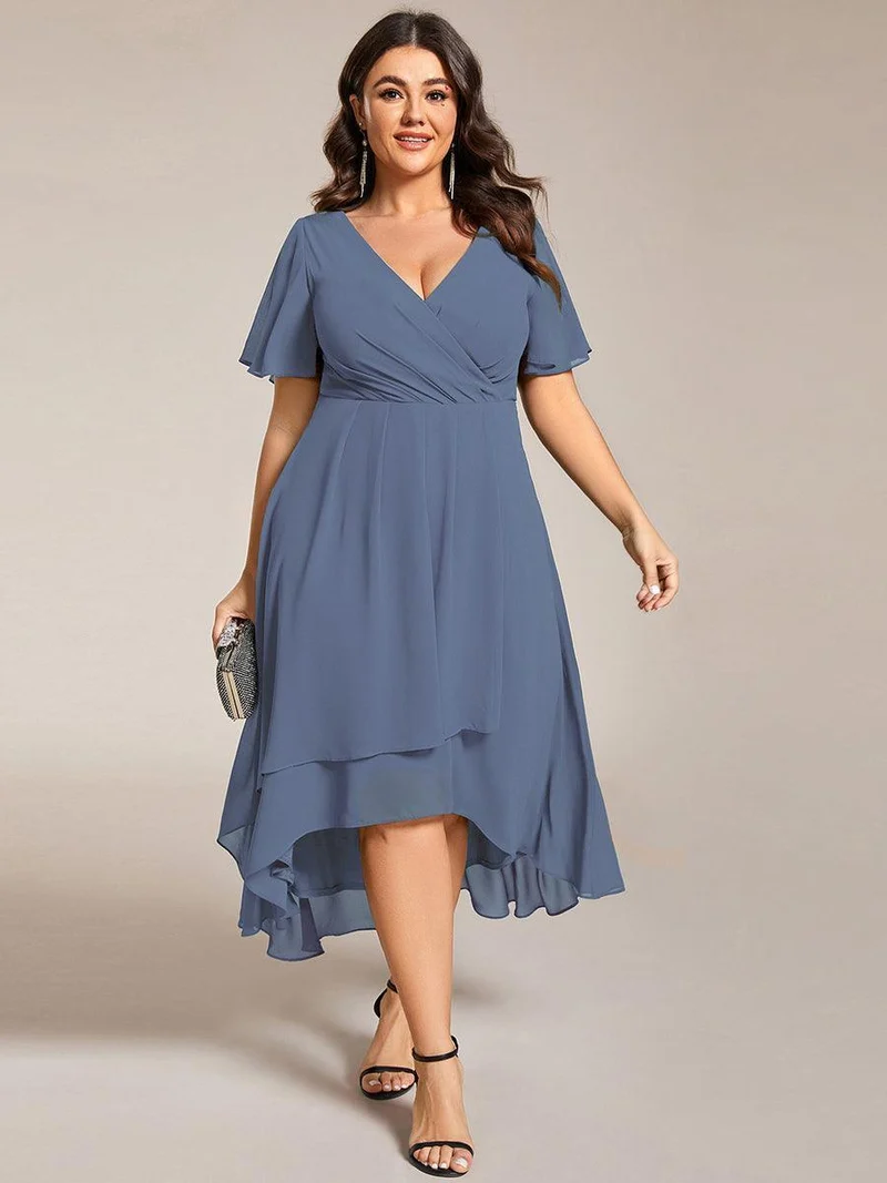 ever LARK | Robe de cocktail en mousseline à manches courtes