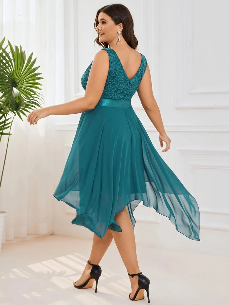 ever COSTA|Robe mariage invitée en dentelle à col en V mi-longue fluide