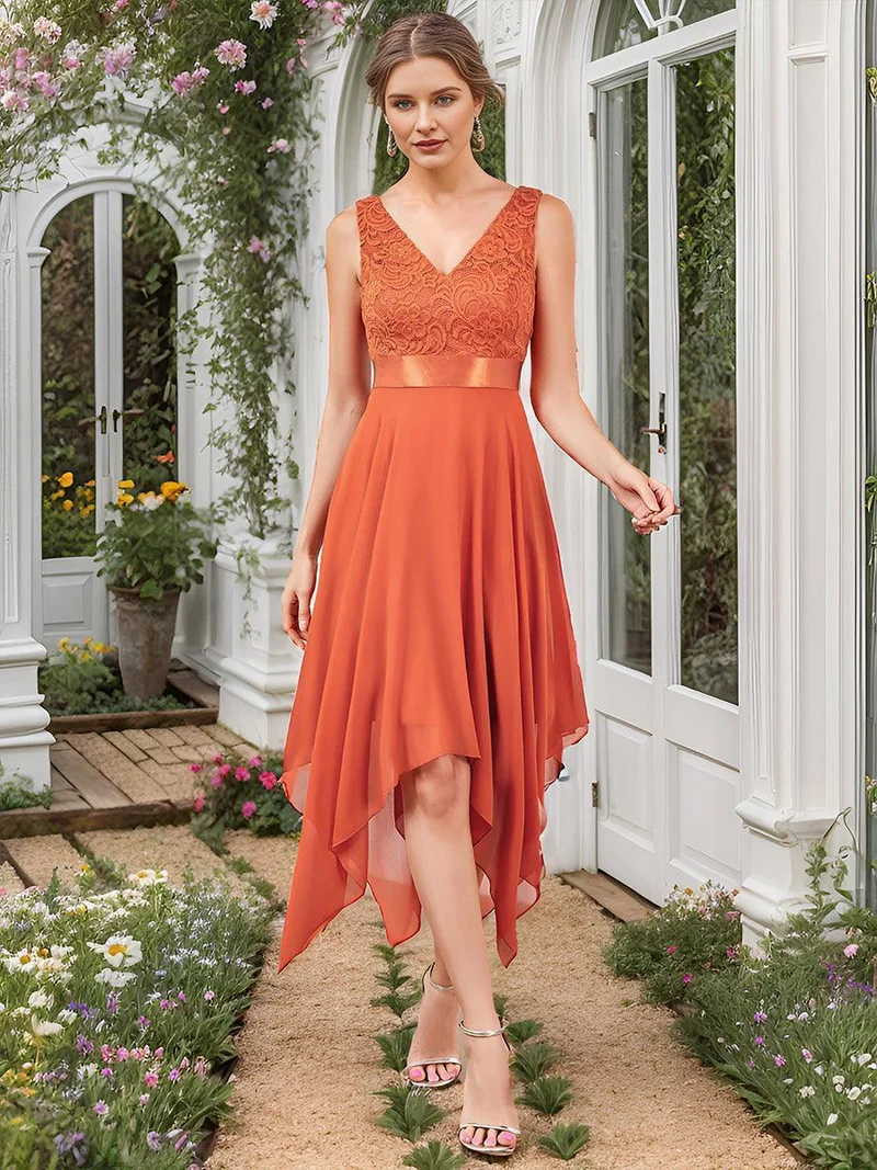ever COSTA|Robe invitée mariage asymétrique en mousseline de soie
