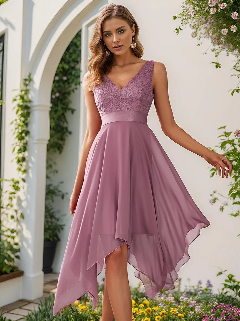 ever COSTA|Robe invitée mariage asymétrique en mousseline de soie