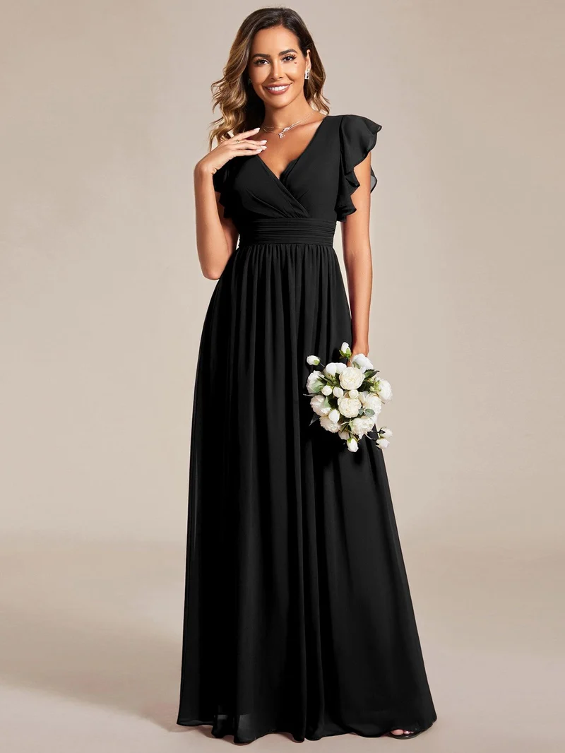 ever LILYANA|Robe de soirée en mousseline à manches volantées