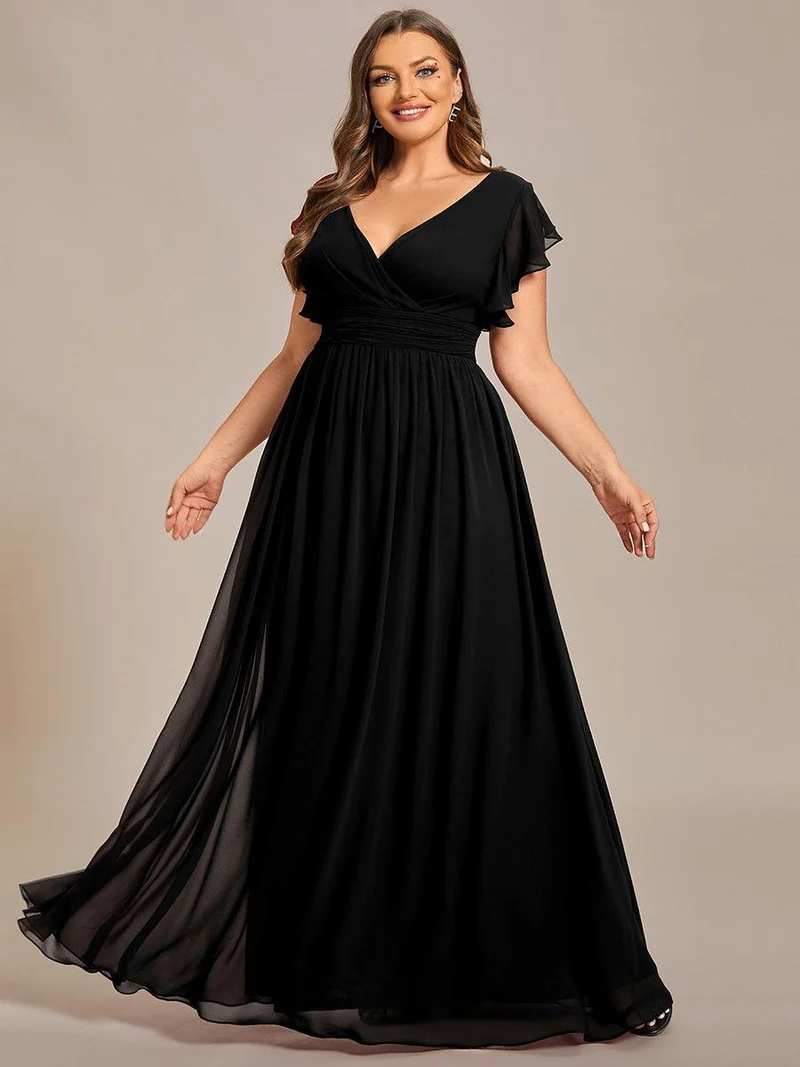 ever LILYANA|Robe de soirée en mousseline à manches volantées