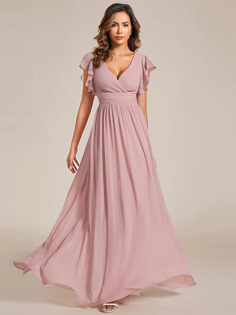 ever LILYANA|Robe de demoiselle d'honneur en mousseline avec dos découpé