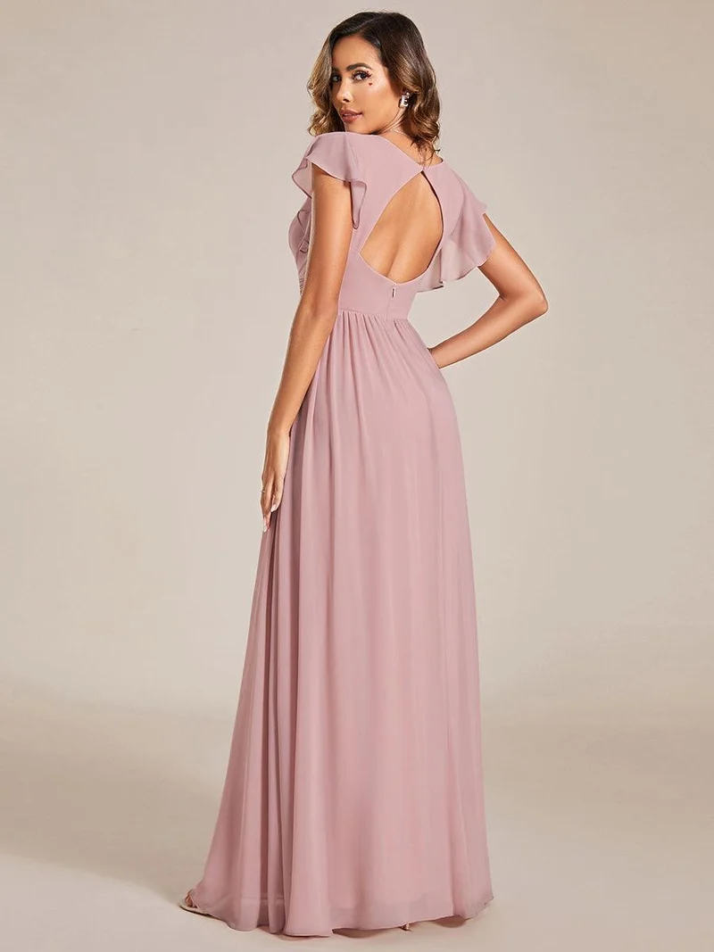 ever LILYANA|Robe de demoiselle d'honneur en mousseline avec dos découpé