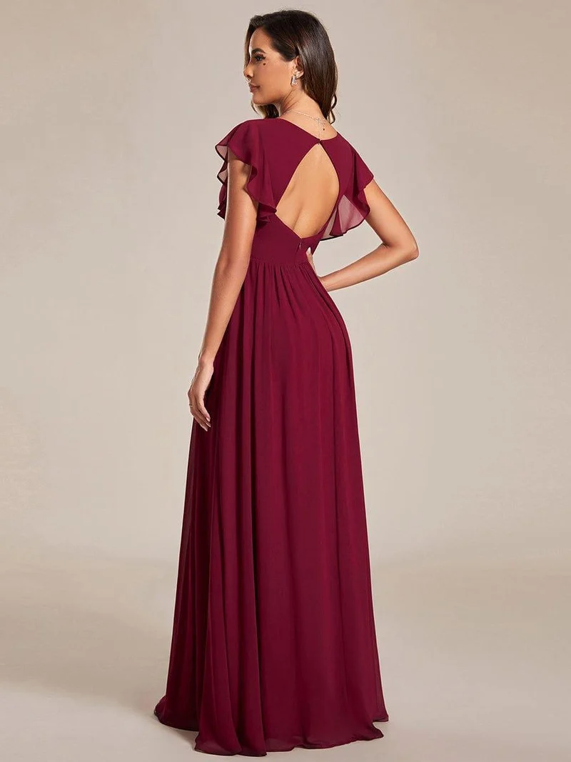 ever LILYANA|Robe de demoiselle d'honneur en mousseline avec dos découpé