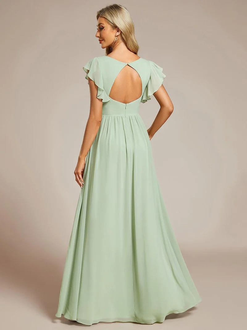 ever LILYANA|Robe de demoiselle d'honneur en mousseline avec dos découpé