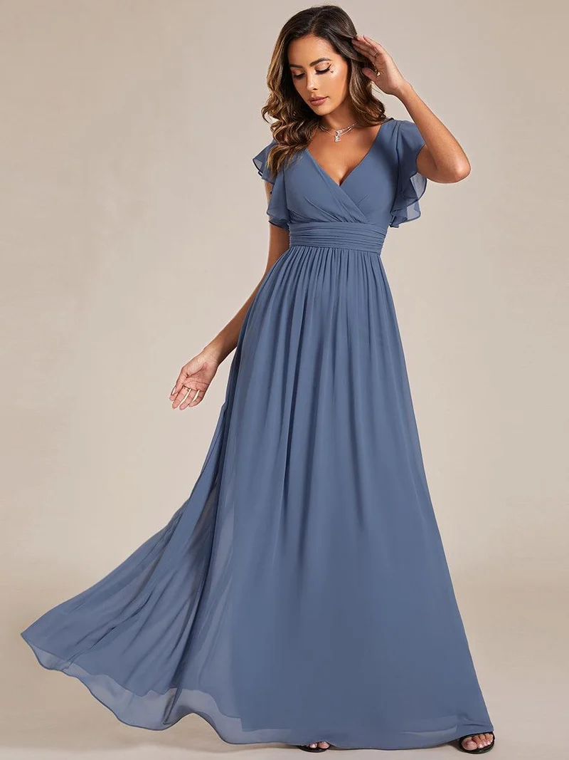ever LILYANA|Robe de demoiselle d'honneur en mousseline avec dos découpé