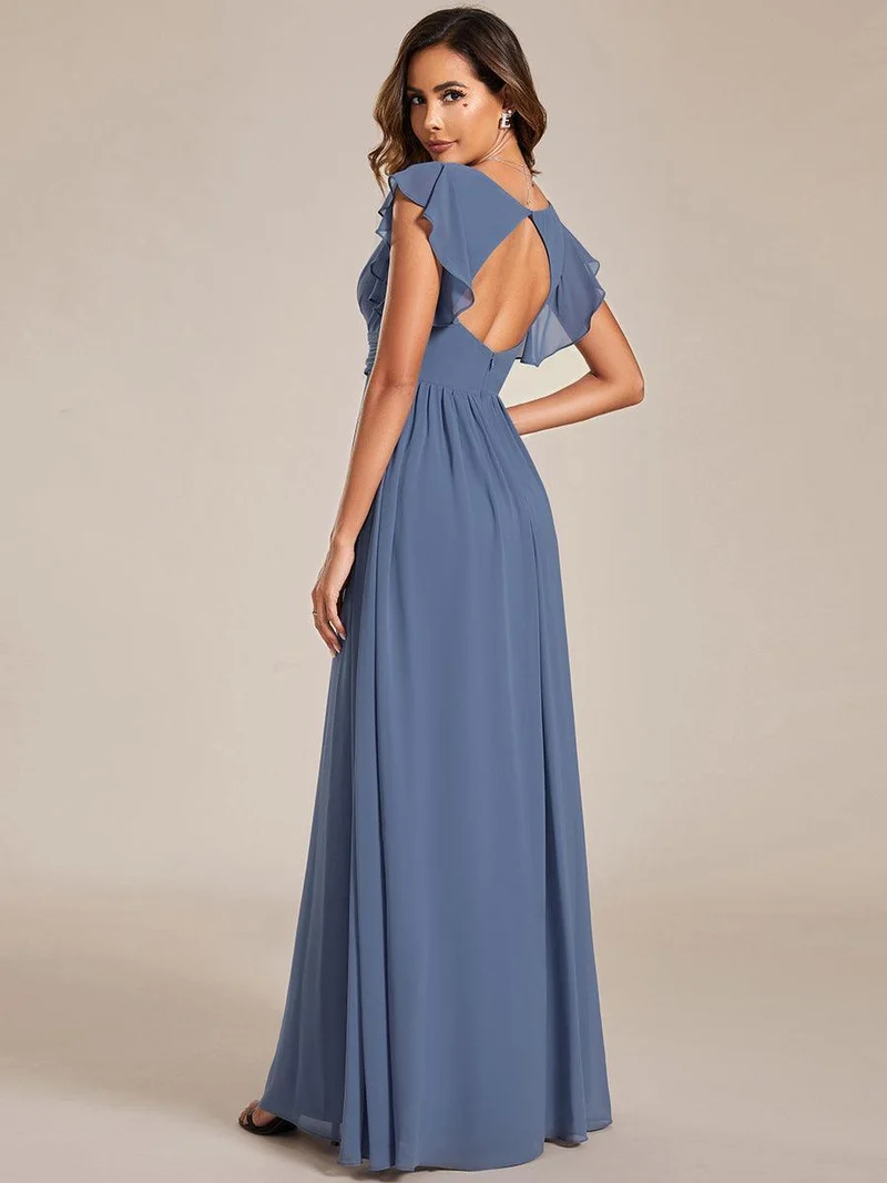 ever LILYANA|Robe de demoiselle d'honneur en mousseline avec dos découpé
