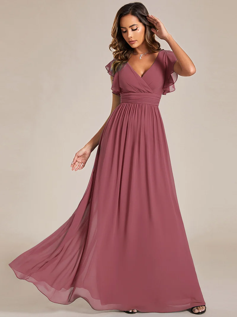 ever LILYANA|Robe de soirée en mousseline à manches volantées