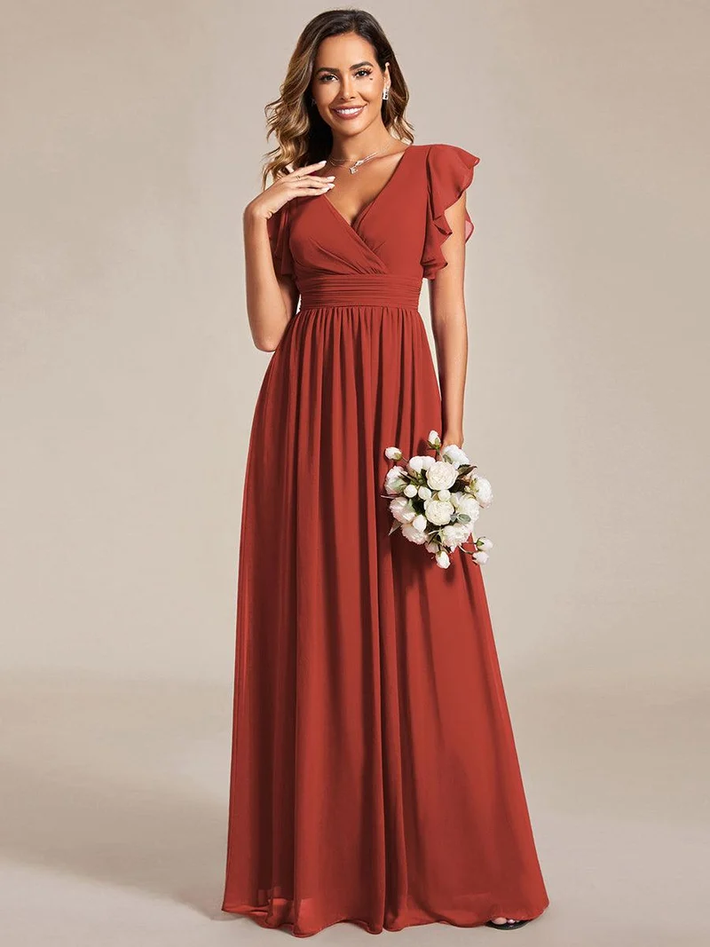 ever LILYANA|Robe de demoiselle d'honneur en mousseline avec dos découpé