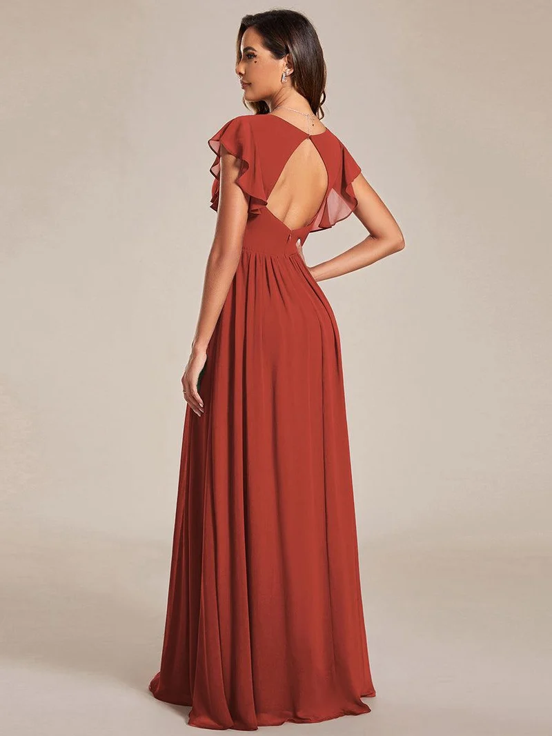 ever LILYANA|Robe de demoiselle d'honneur en mousseline avec dos découpé